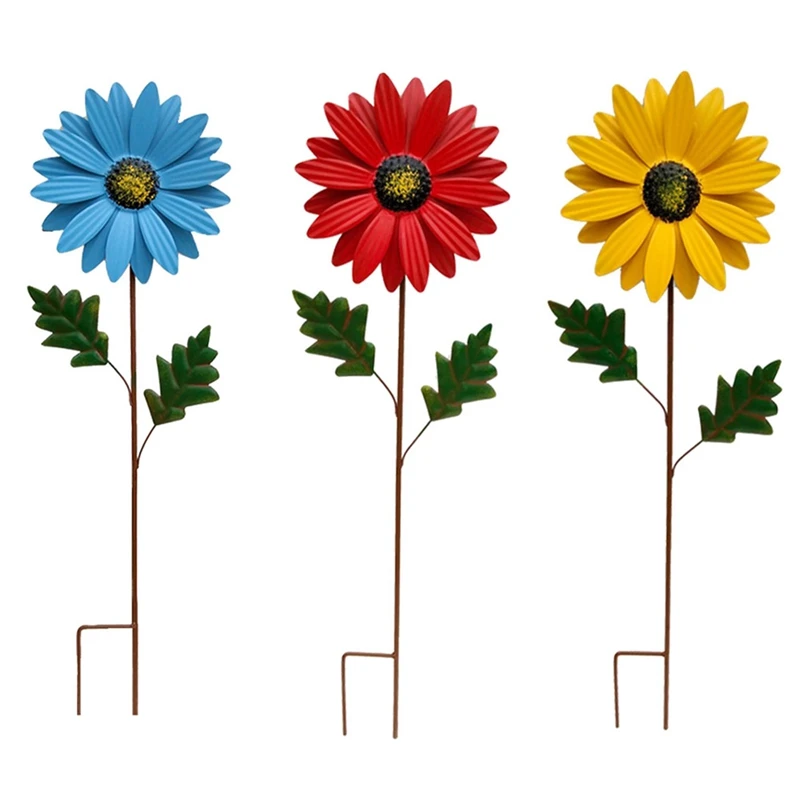 

Metal Daisy Garden Stakes Decor, Metal Flower Stick Outdoor Decorations, 3D Daisy Stake Yard Art For Wall Easy Install