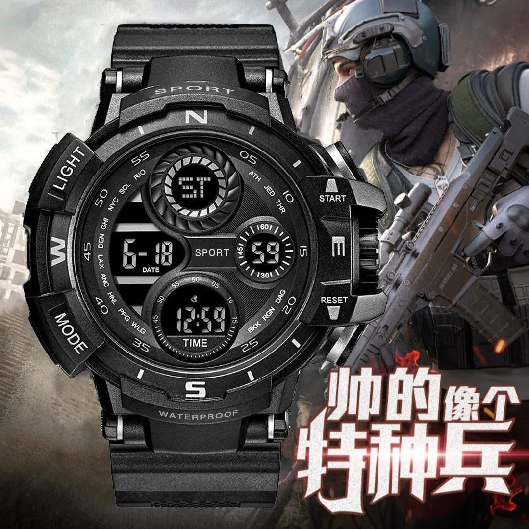 

Military Men's Digital Watch Outdoor LED Sports Watch Alarm Clock Stop-watch Multifunction Electronic Wristwatch for Teen Man