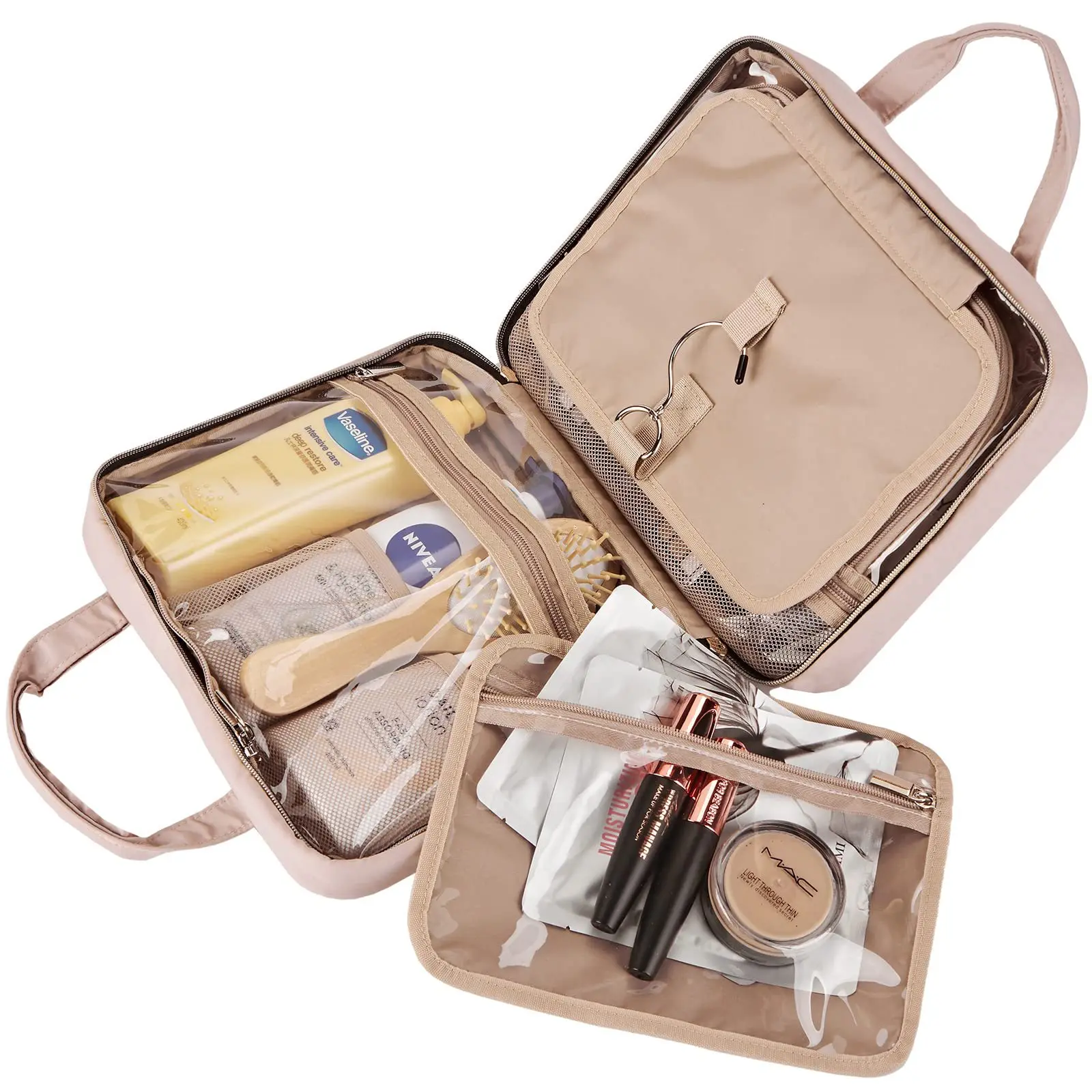 Trousse de maquillage étanche pour femme, trousse à cosmétiques HOHook, trousse de toilette portable pour l'extérieur, trousse de maquillage de voyage