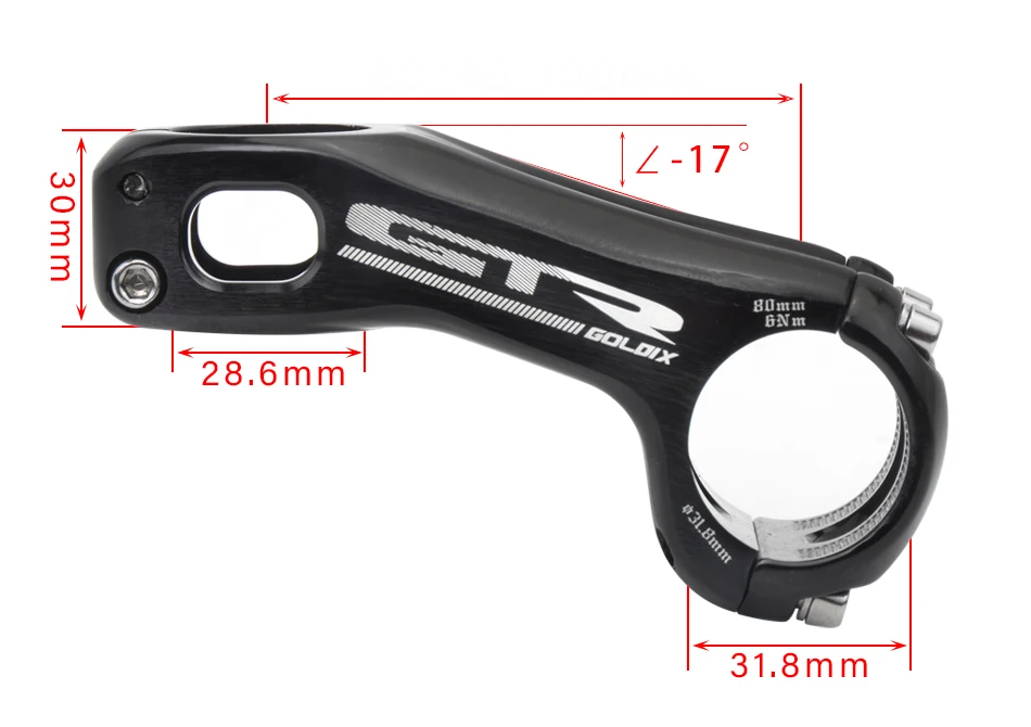 Free Shipping Goldix Gtr Cnc Mountain Road Bike Handlebar Negative 17 Degrees 80 90 100mm Bike Stem Next Bikes Parts Bmx Stem