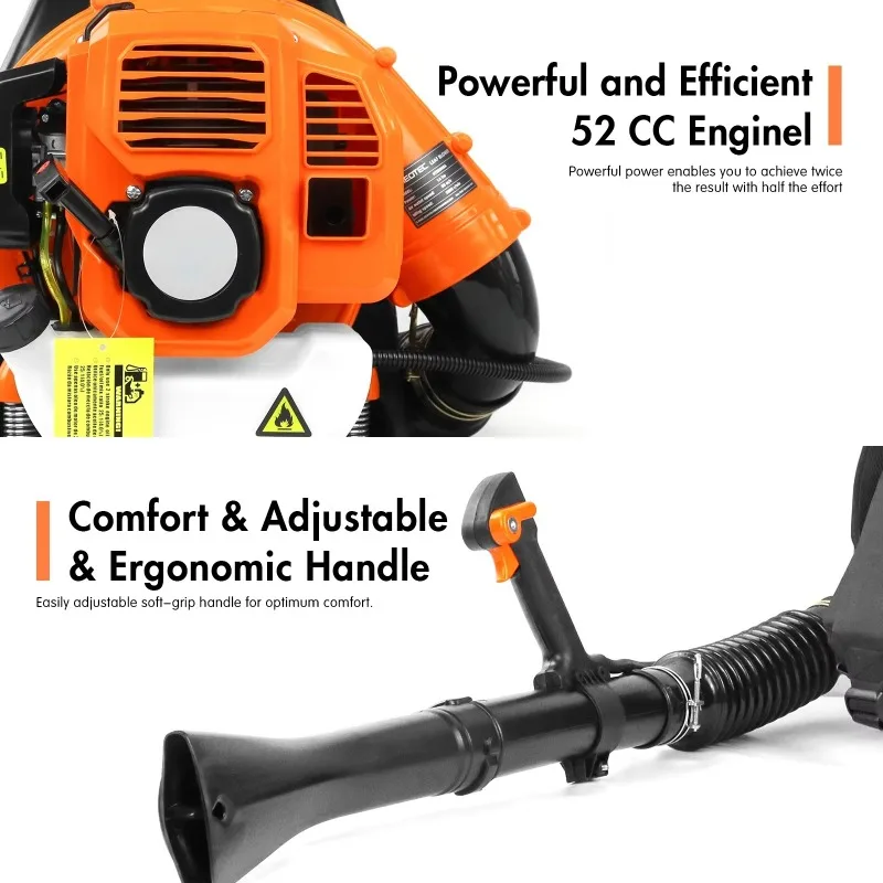 Commercial High Power Strong Garden Petrol Backpack Gas 52cc Leaf Blower