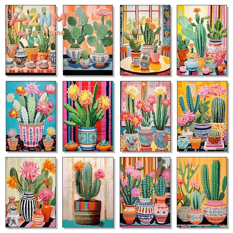 Vintage Mexican Cactus Flower Art Botanical Artwork Posters Print Canvas Painting Wall Art HD Picture For Living Room Home Decor