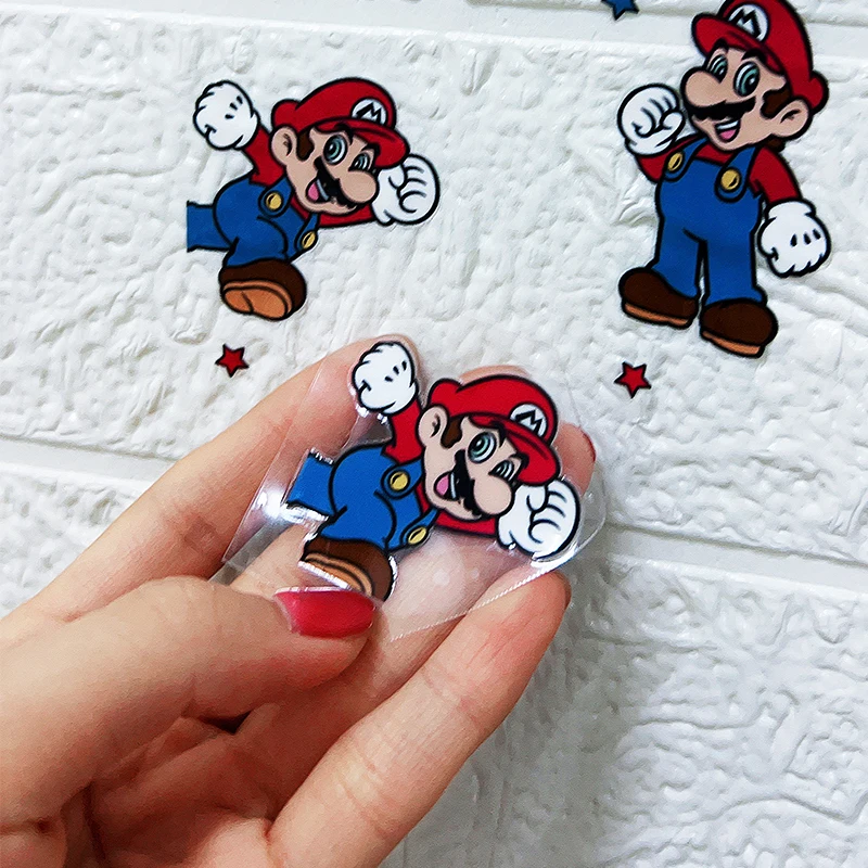 1/4Pcs Mario Bros Cartoon UV DTF Wraps Transfer Sticker DIY For 16oz Libbey Glass Cup Waterproof Wrap Transfers Decals Cup Gift