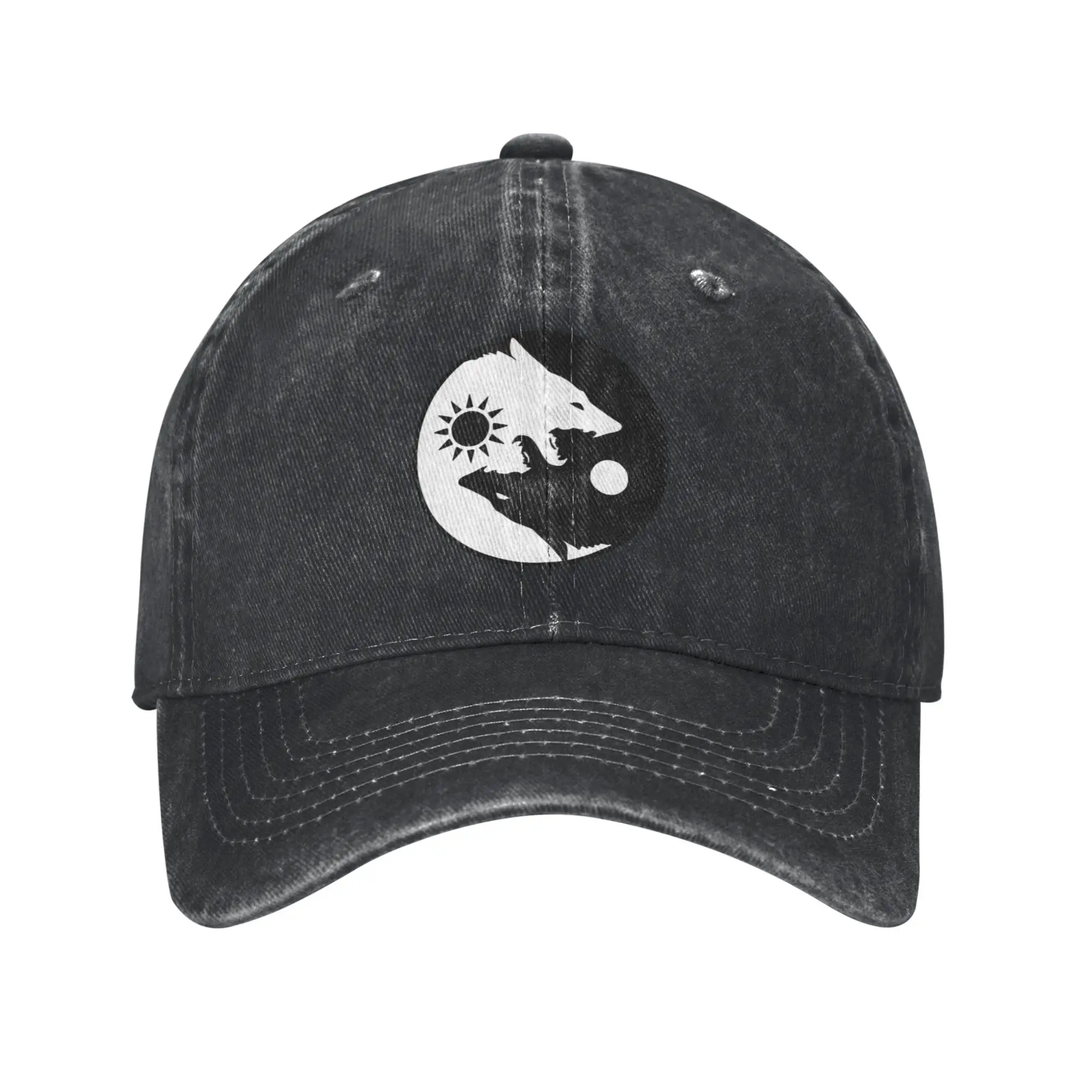 Fashion YIN-Yang Wolf edition baseball cap  Denim Flat-Brim Hat Luxury Woman Cap