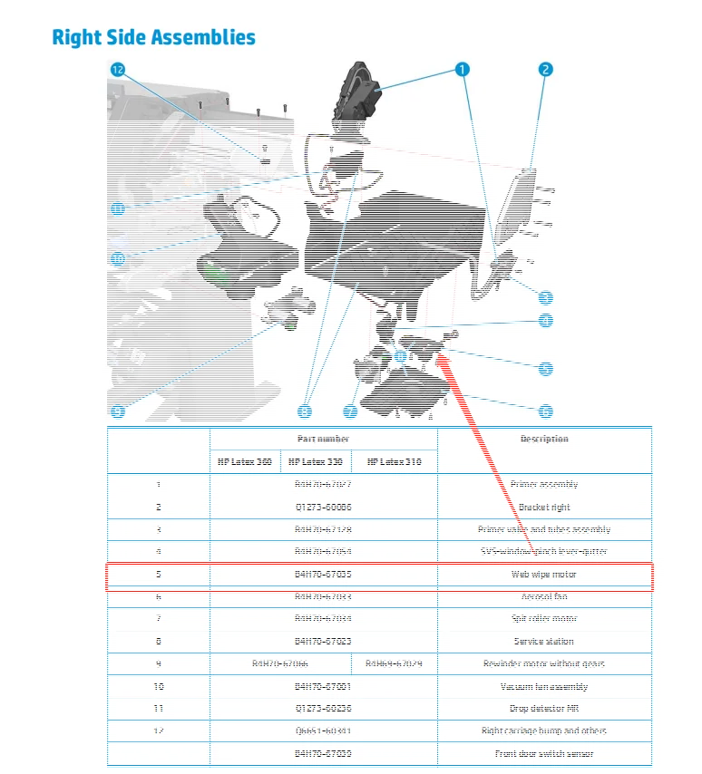 B4H70-67035 Web wipe Motor Fit for Designjet LATEX 310 330 360 365 370 375 B4H70-67023 Printer POJAN