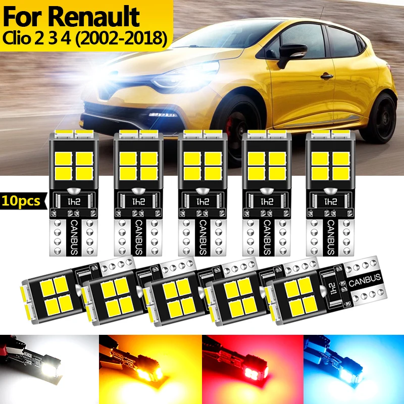 

10PCS 12V High Bright Canbus For Renault Clio 2 3 4 2002-2018 LED Clearance Light Parking Bulb Lamp W5W T10 194 Car Accessories