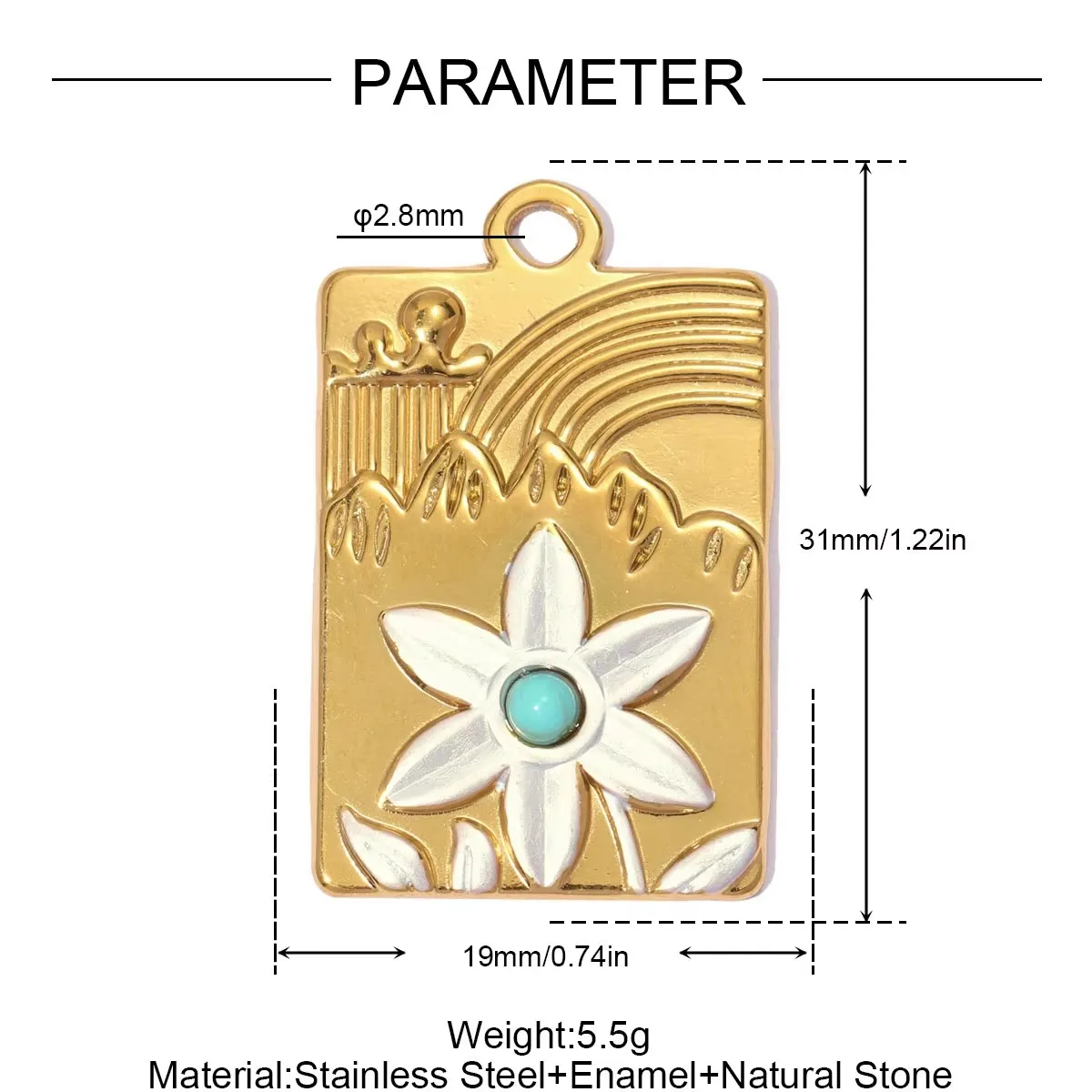 3Pcs/Lot Stainless Steel Flower Charm Enamel Heart Round Pendants For DIY Making Earrings Necklace Earring Accessories Wholesale