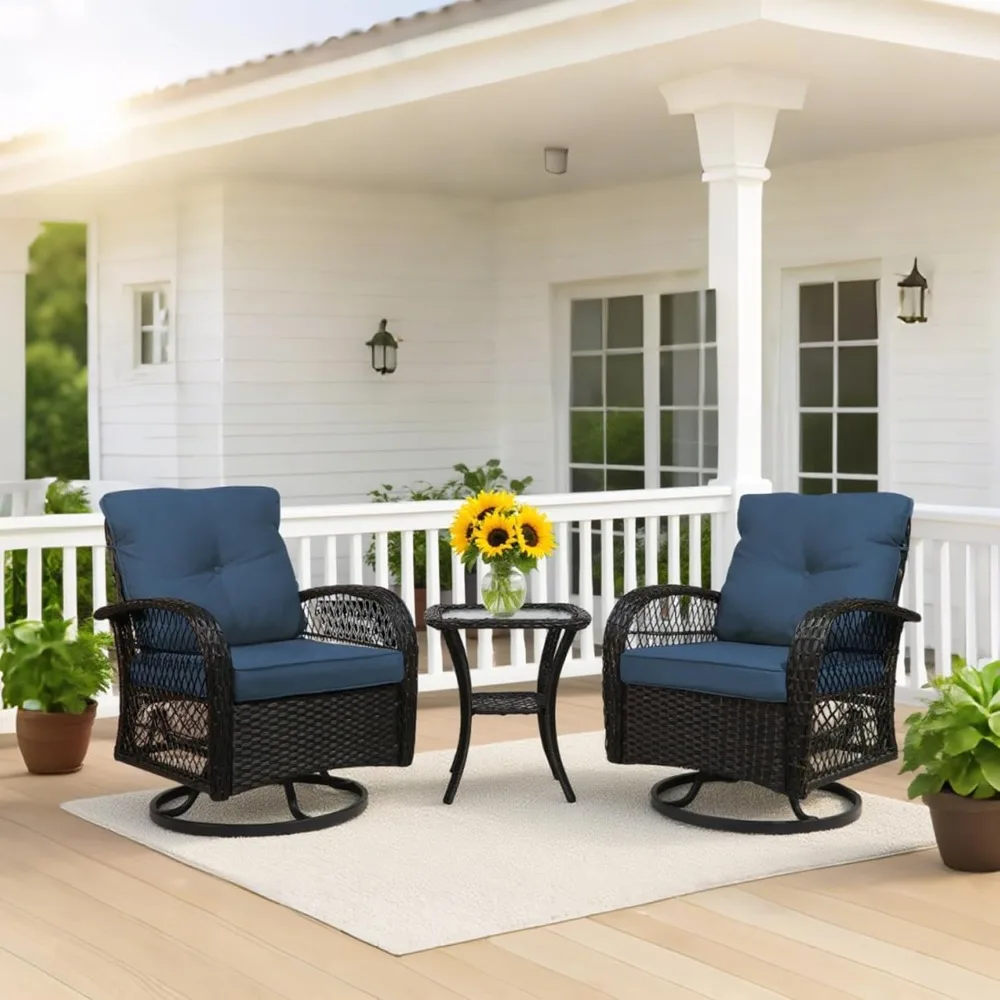 

Patio Furniture Set Swivel Rocker, Outdoor Patio Chairs, 3 Piece Suit Porch Furniture Rocking Set, Backyard and Garden Rocker Ra