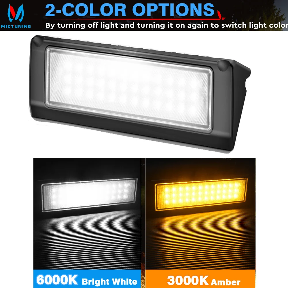 RV Porch Lights, 9-Inch 30W LED Yellow and White Utility Awning Light, 2100LM, Aluminum Waterproof, Exterior Lighting for Truck