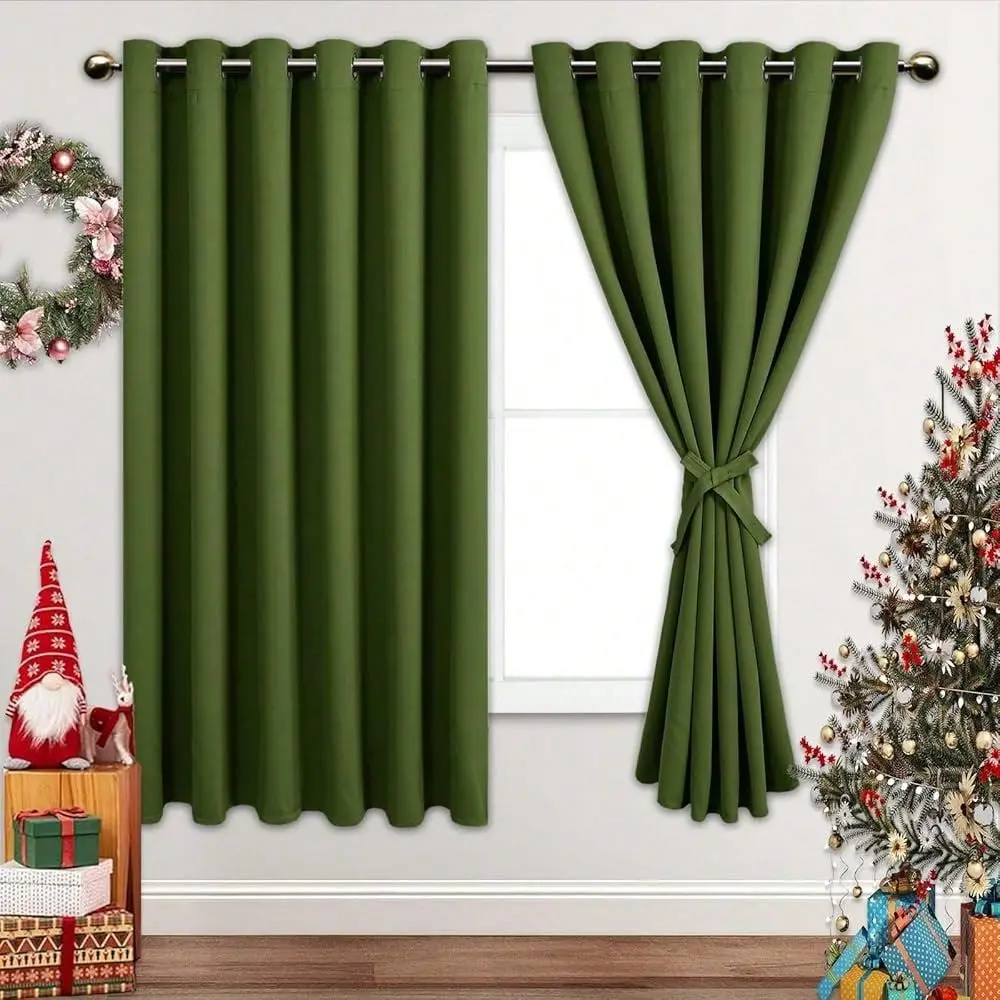 

Olive Green Blackout Curtains For Bedroom Light BlocFKing And Noise Reducing Grommet Curtains For Living Room Darkening Curtain