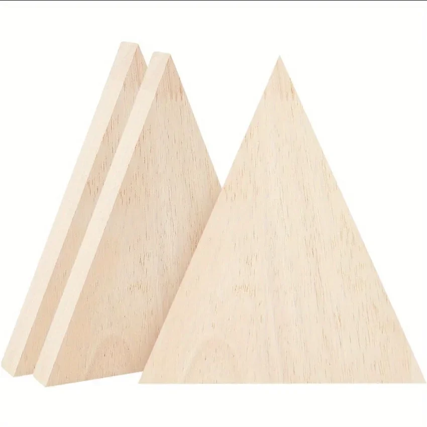 

2026 Latest Models Triangle Unpainted Wood Slices Blank Cutouts DIY Craft Blocks Triangle Wooden Tray Plates for Custom Design