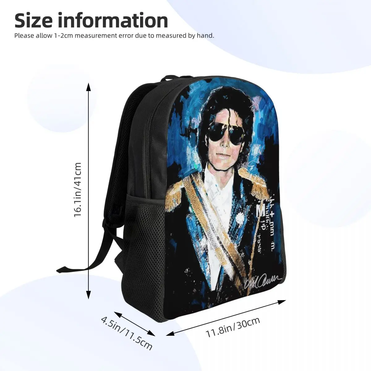 Michael 1984 Grammys Jackson Pop Art Portrait Student Backpack School Bag Hiking Travel Daypack Men Women Bookbag Shoulder Bags