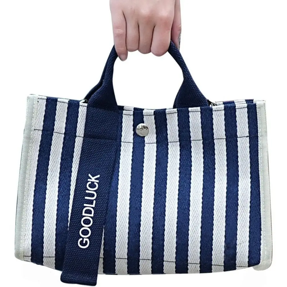 

Casual Retro Stripes Shoulder Bag Canvas Large Capacity Travel Shopping Tote Bag Portable Crossbody Bags