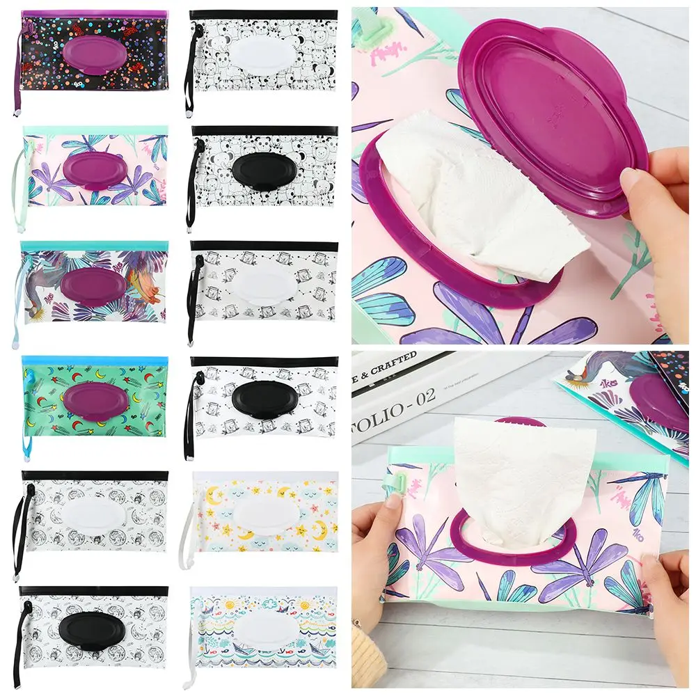 Cute Flip Cover Portable Baby Product Carrying Case Tissue Box Stroller Accessories Cosmetic Pouch Wet Wipes Bag Baby Product