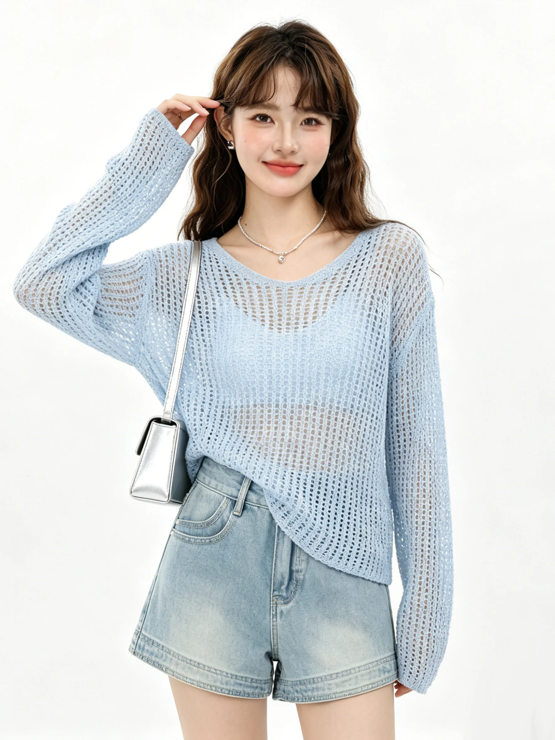 

Retro Washed Denim Shorts Women's High Waist Slimming Summer Loose Wide Leg Pants Versatile Korean Style Casual Jeans