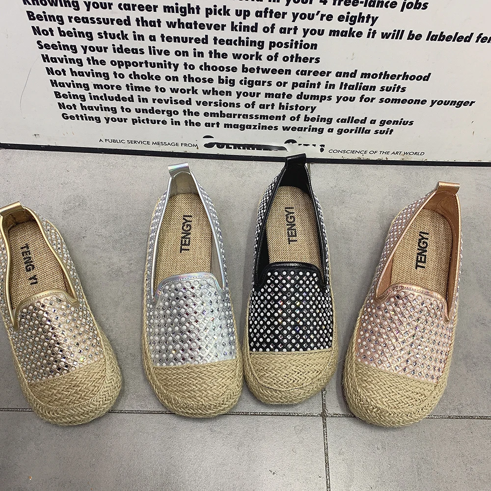 

Модная женская обувь, дизайнерская обувь со стразами, повседневная обувь на плоской подошве, женские лоферы больших размеров, обувь без шнуровки, летние женские мюли