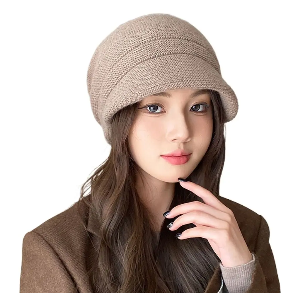

Comfortable Solid Color Knitted Earflap Hat Yarn Material Minimalist Pullover Hat Warm Design Cycling Earmuff Caps Winter Warm