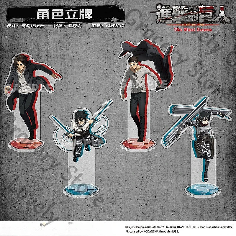 アニメ-ataque-a-los-titanes-進撃の巨人ミカサ・アッカーマンエレンイェーガー進撃の巨人コスプレアクリルスタンディングサインギフト