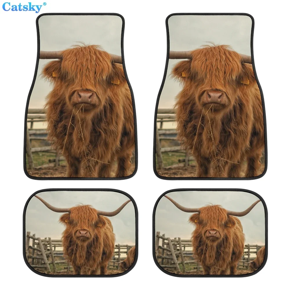 

highland cow Floor Mat Interior Accessories Anti-slip Protection Dirt Resistant Pattern Fits Most Car Floor Mats