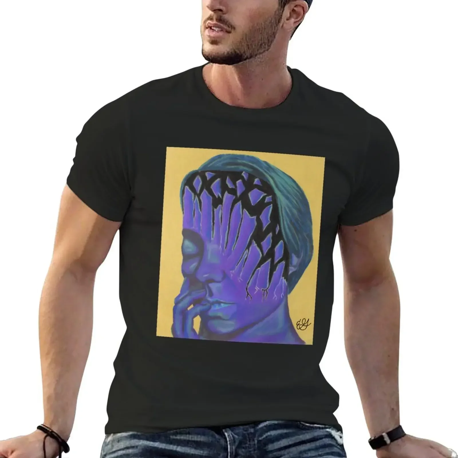 Iridescent Purple Dream, Shattered Glass Portrait T-Shirt oversized oversized t shirt heavy weight t shirts for men