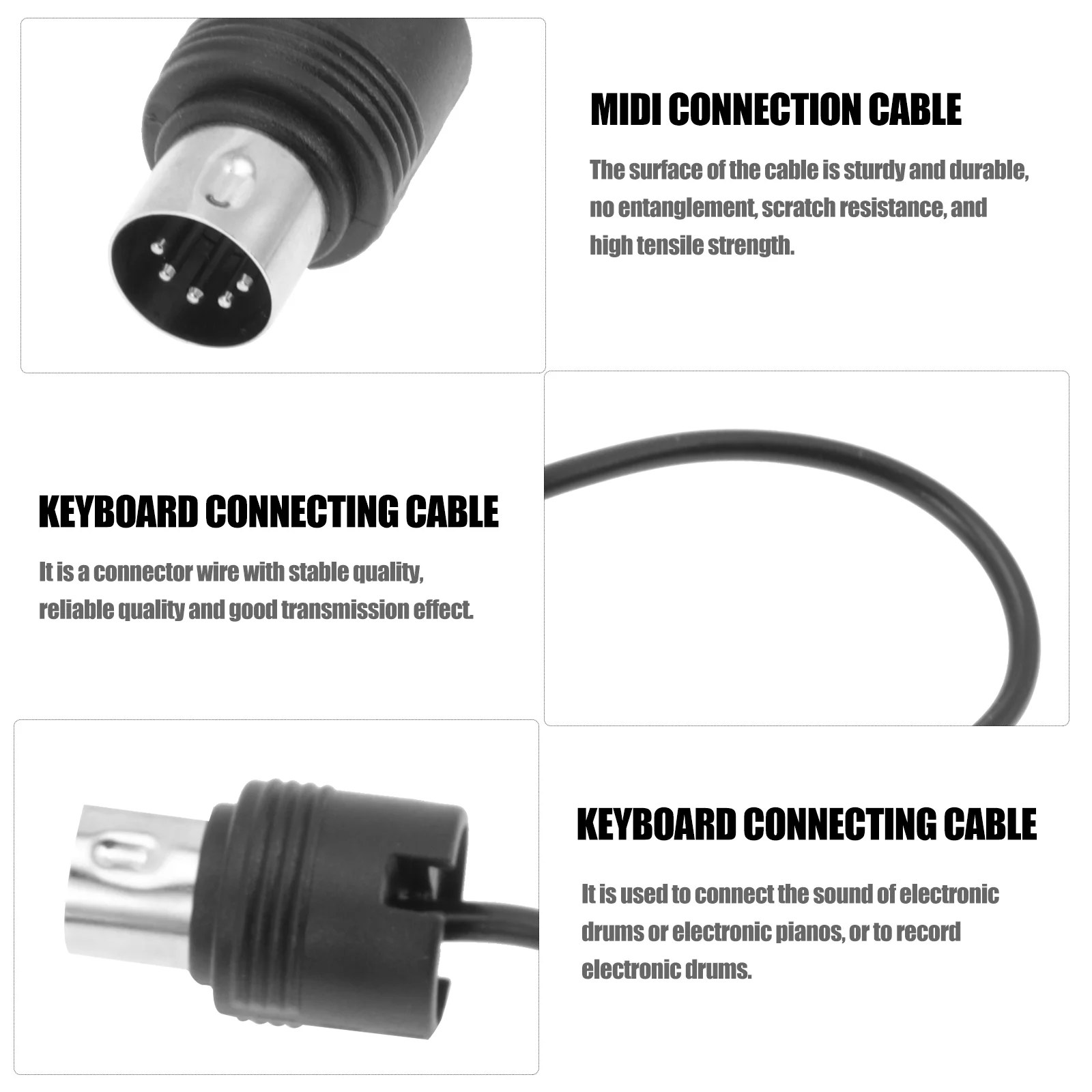 Kabel kątowy przełącznik Midi 5-pinowy przedłużacz akcesoriów Klawiatura USB Czarny instrument