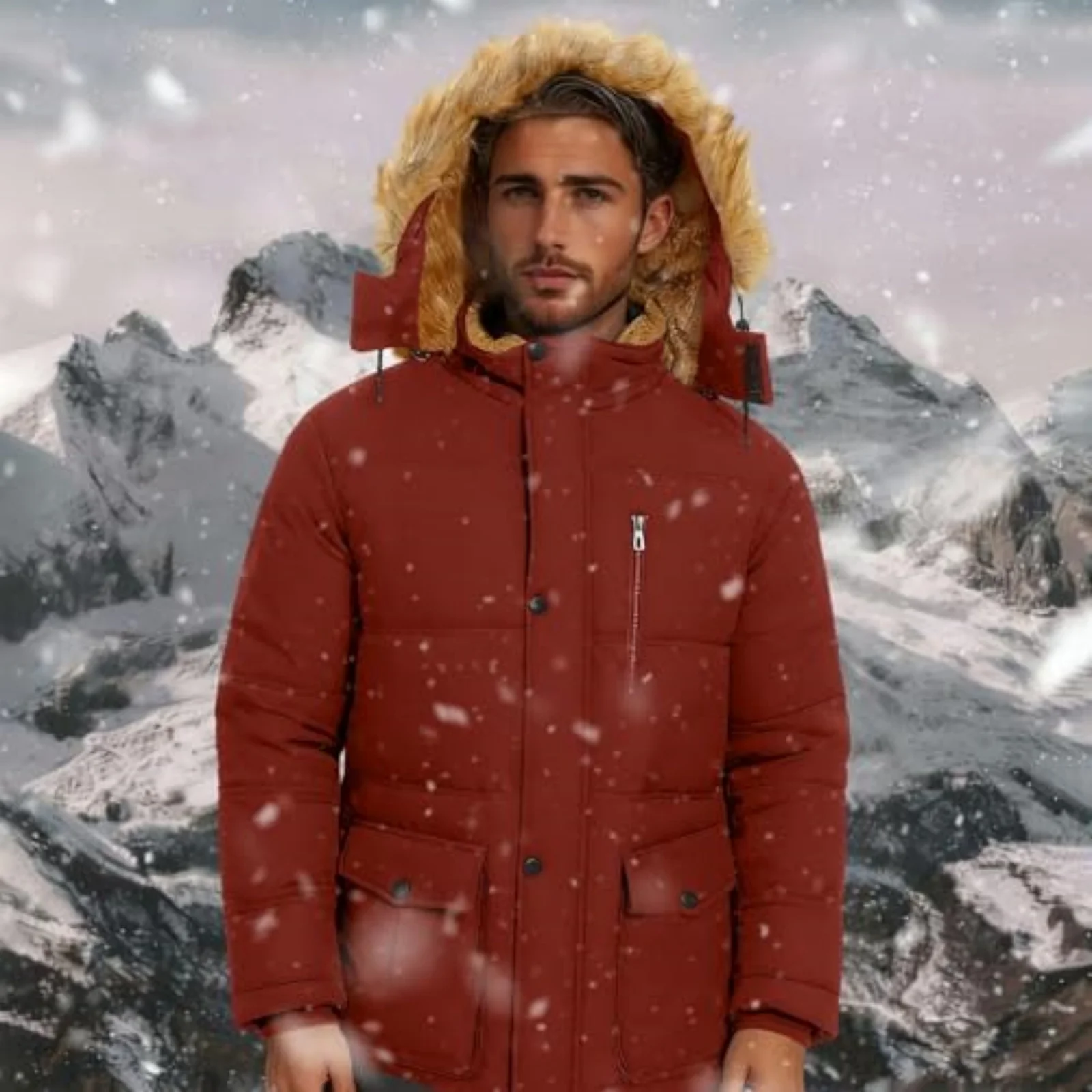

New Men Winter Autumn Outwearing Parka Men's Fleece Lined Thick Warm Hooded Zip Pocket Windproof Winter Plush Coat Jacket
