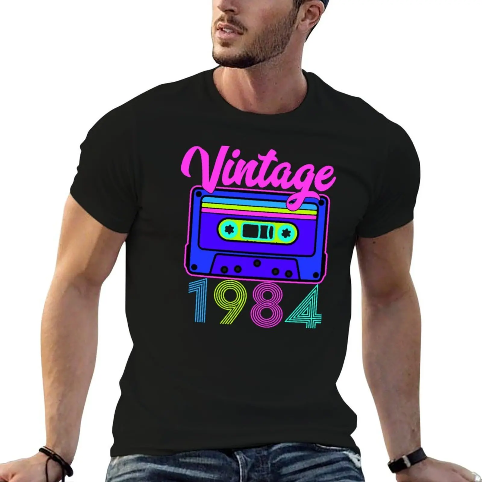 Birthday 1980 Generation with Cassette tape graphic birthday T-Shirt man t shirt summer 2026 heavyweight t shirts for men