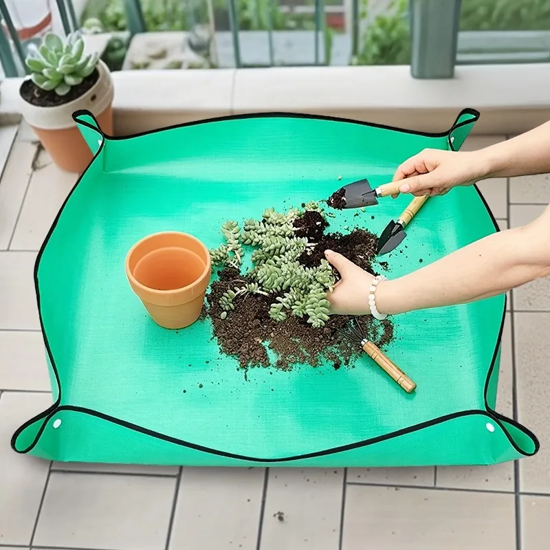 Waterproof Plant Repotting Mat Foldable Oxford Fabric Gardening Soil Change Tray Portable Succulent Flower Potting Tray Indoor
