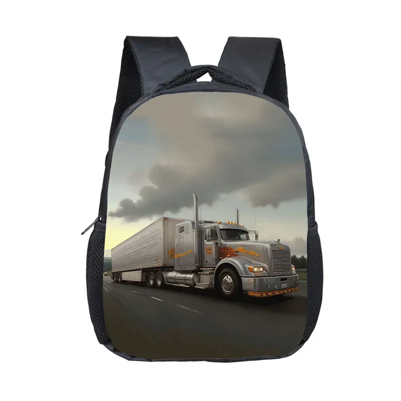 12 Inches Cool Semi Trailer Trucks Print Backpack Bigfoot Truck Kids School Bag Rucksack Boys Girls Daypack Bookbag