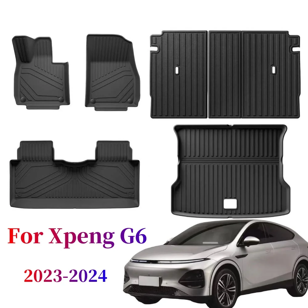 

For Xpeng G6 2023 2024 Floor Mats Trunk Mats All Weather Front Rear Cargo Liner Mat, Waterproof Anti-Slip Foot Pads Accessories