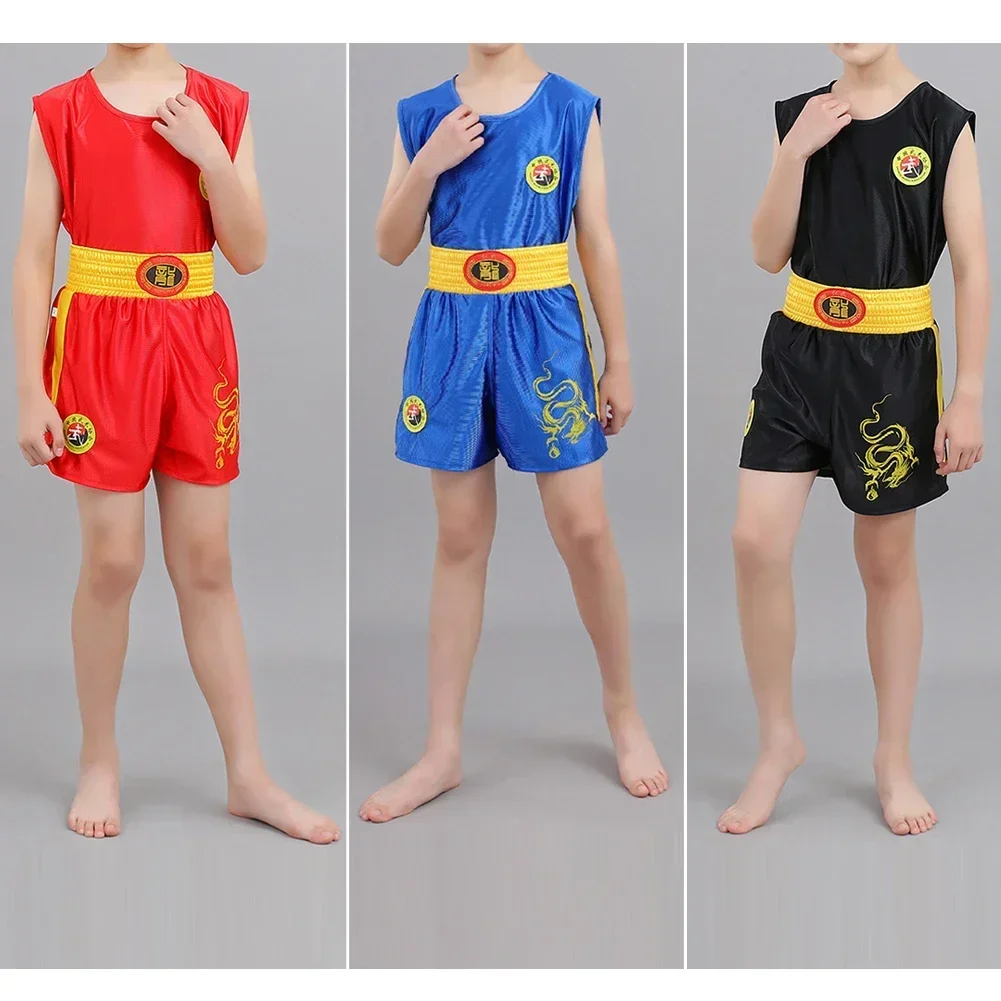 Adult Children Boxing Uniform Sanda Suit Wushu Sanda Combat Shorts Muay Thai Shorts Martial Arts Training Competition Uniform