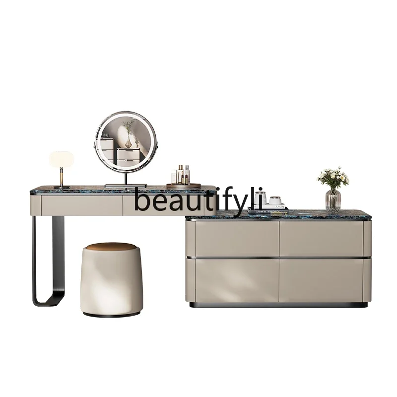 

Italian minimalist marble dresser chest integrated bedroom simple modern solid wood makeup table