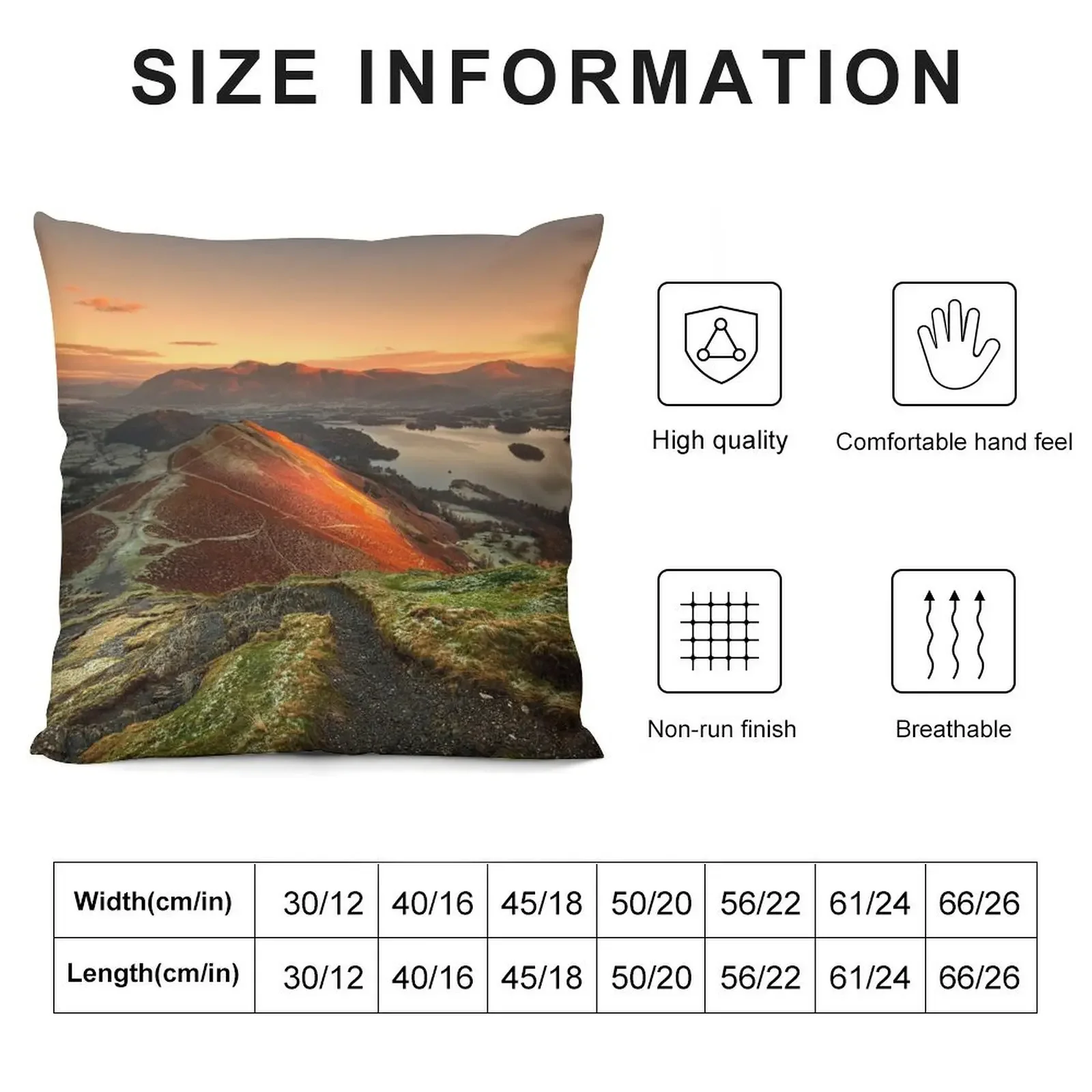 First light on Skiddaw and Catbells Throw Pillow Pillowcases Cushion Covers Sofa Couch Cushions Pillow Cases Pillow Cover