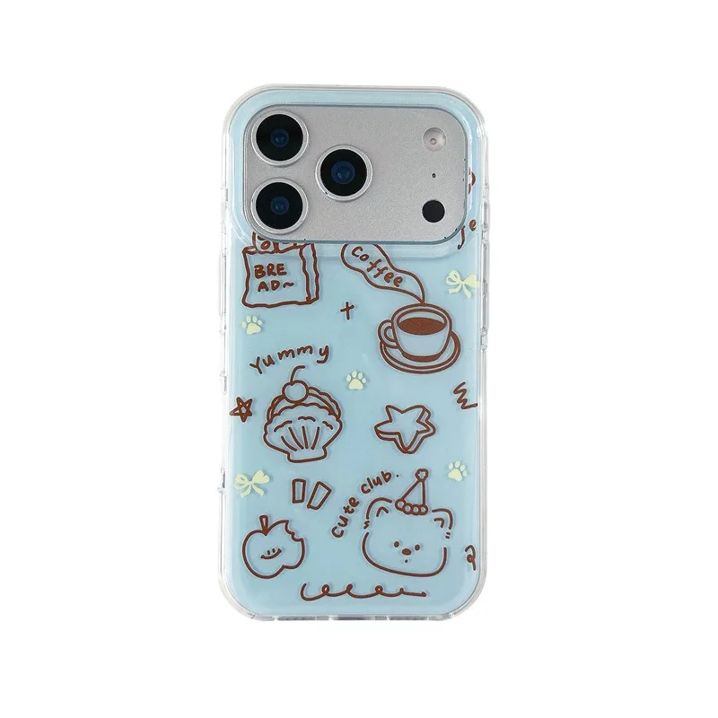 

Чехол для телефона Line Coffee Dog для iPhone 17, 16, 15, 14 Pro Max, полное покрытие, двухслойный