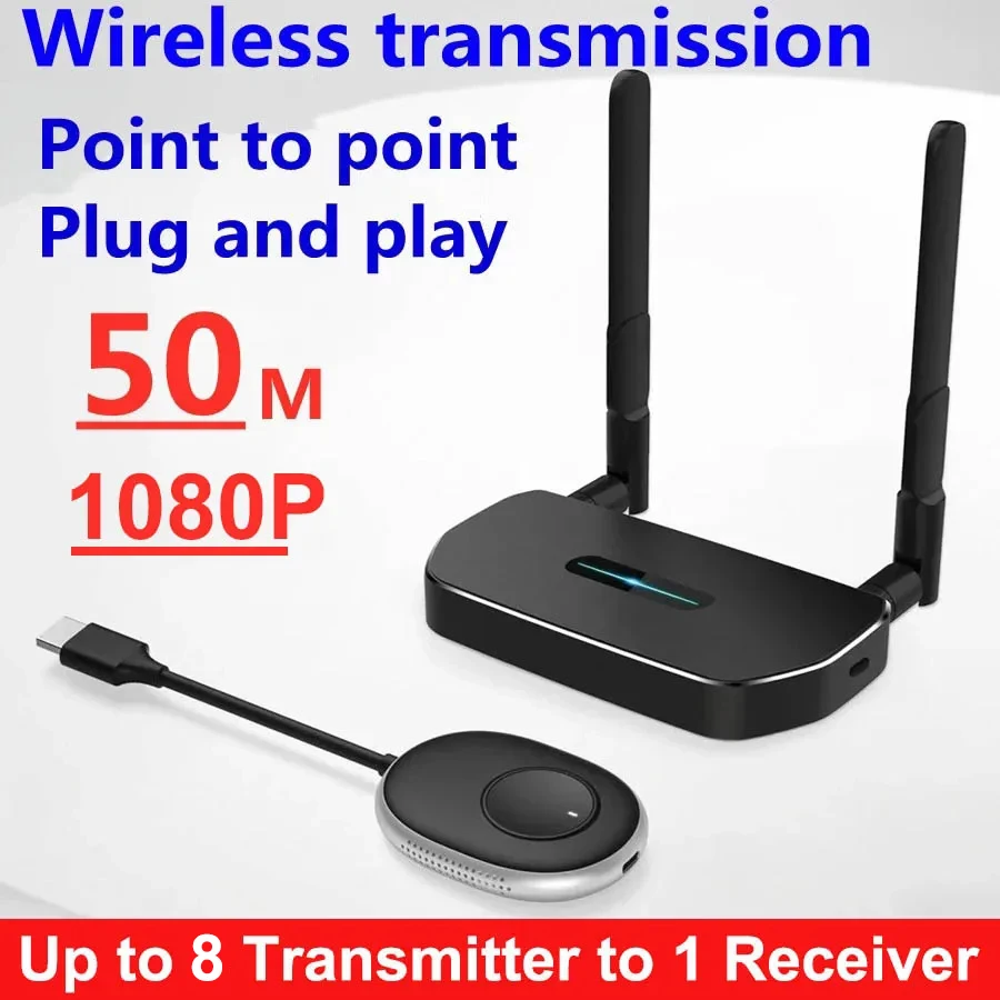 

50m Wireless Transmitter Receiver Audio Video Share Display Dongle Adapter HDMI Extender for DVD Laptop PC Phone To TV Projector