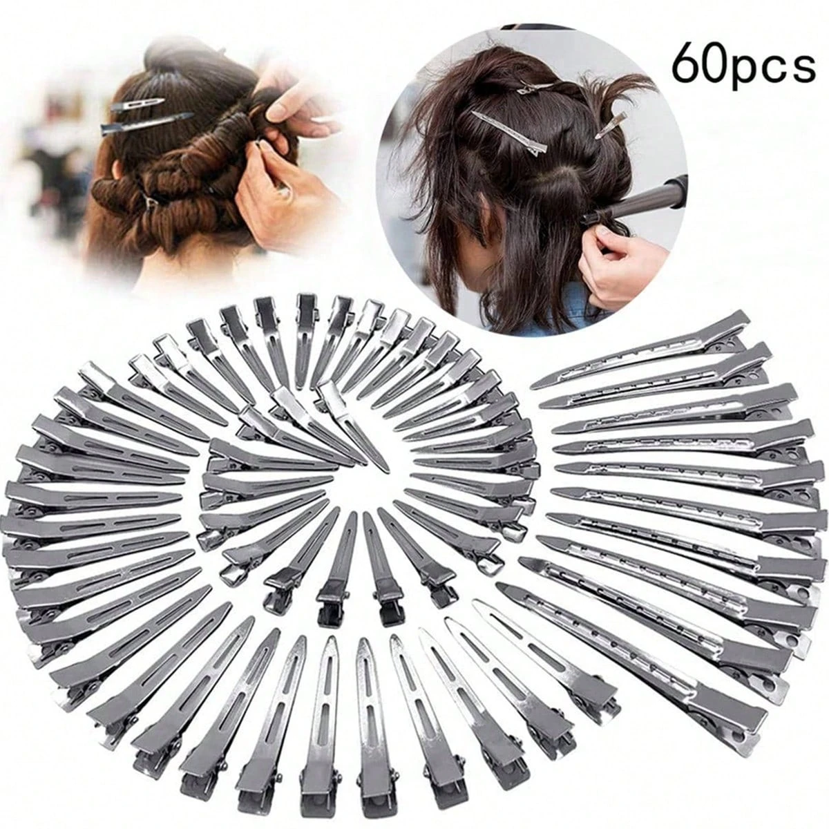 60-delige metalen eendenbek haarclips krullend haar stylingtools konijnenbont wortel kapsalon haar knippen stylingtools