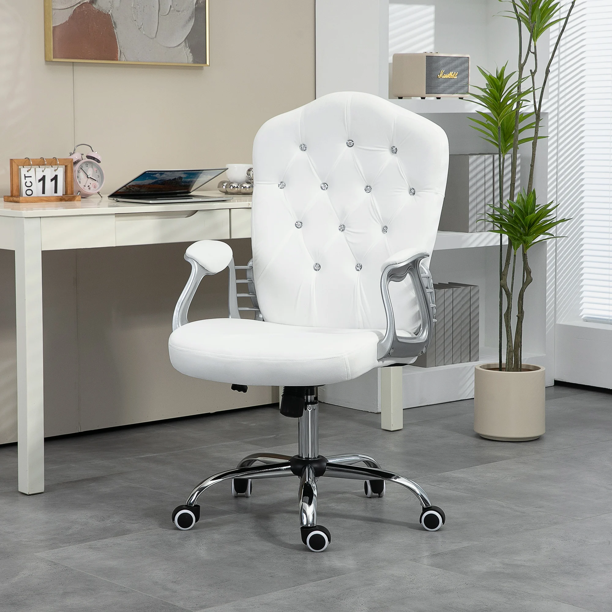 Vinsetto Home Office Chair with Adjustable Height Tilt Function White image 2