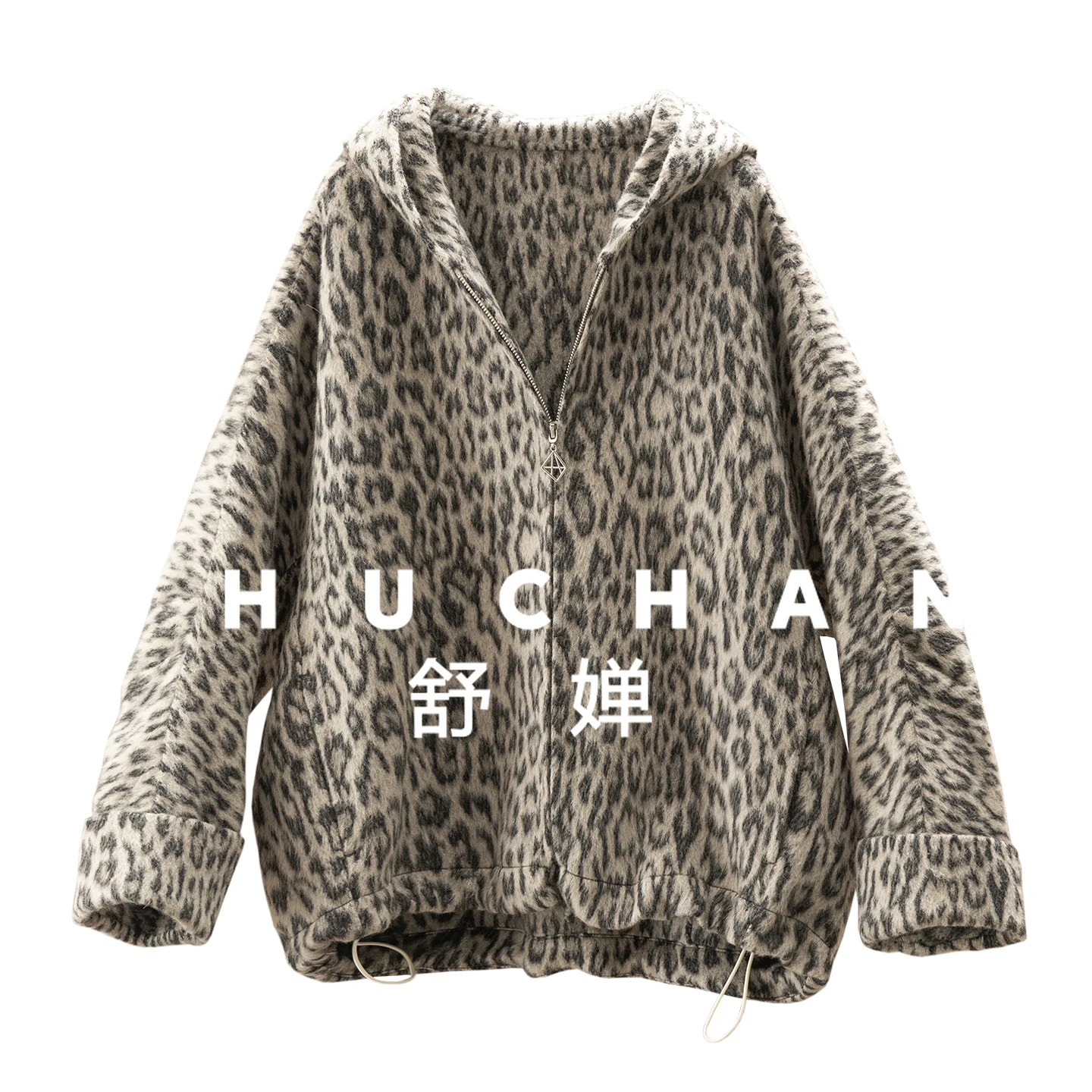 

Retro Leopard Print Silk Wool Yak Plush Woolen Hooded Coat Women 33I1 Hooded Casacos Femininos Inverno 2025