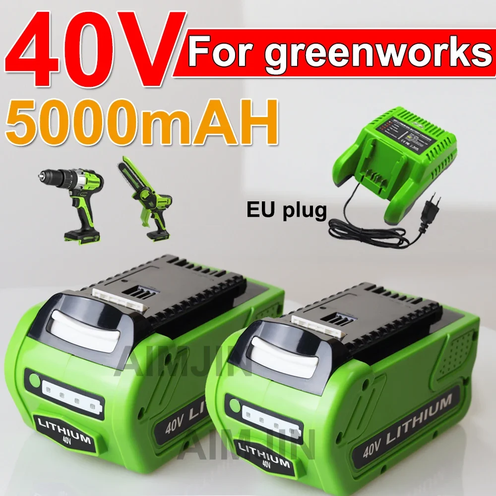 For GreenWorks 40V Replacement Battery 29462 29472 40V 5000mAH Tools Lithium ion Rechargeable Battery 22272 20292 22332