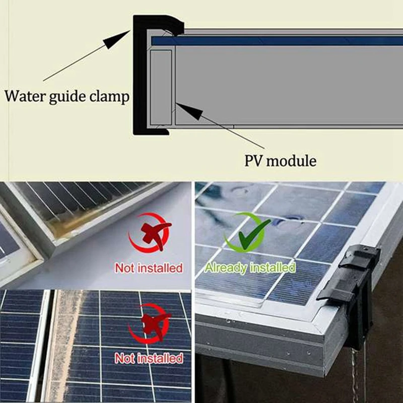 20PCS Photovoltaic Panel Drainage Buckle Surface Plate Solar Panel Water Drain Clip For Solar Panel Draining Black