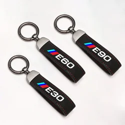 Chaveiro de couro de camurça para homens e mulheres, chaveiro com logotipo, acessórios para chaveiros BMW E90, E46, E87, E30, E60, E39, E36, luxo