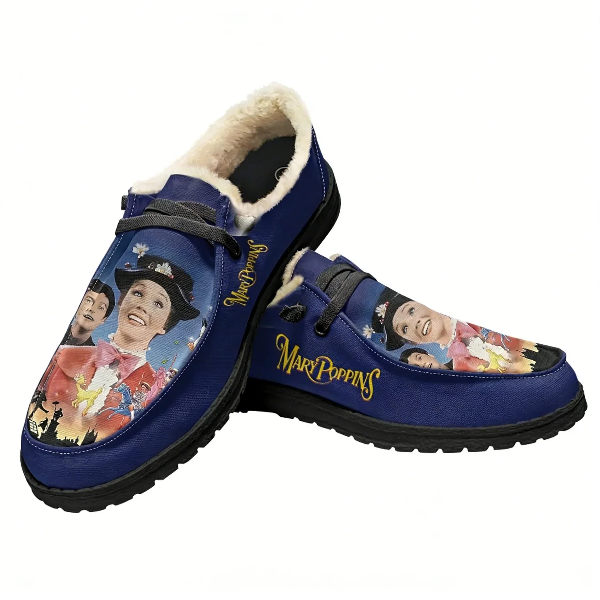 

Mary-Poppins Velvet Flat Shoes Mens Womens Warm Shoe Indoor Outdoor Personalized Fashion Print Light Shoe Custom Couple Shoes