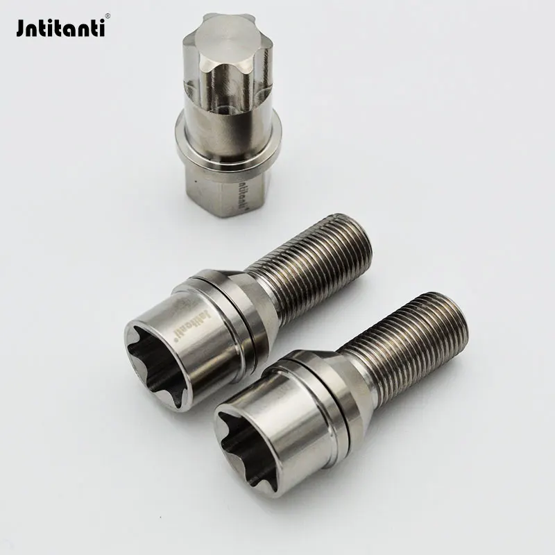 Jntitanti  Gr5 titanium wheel Rim hub bolt screws M12x1.5x28-35mm Torx with  free cone washer