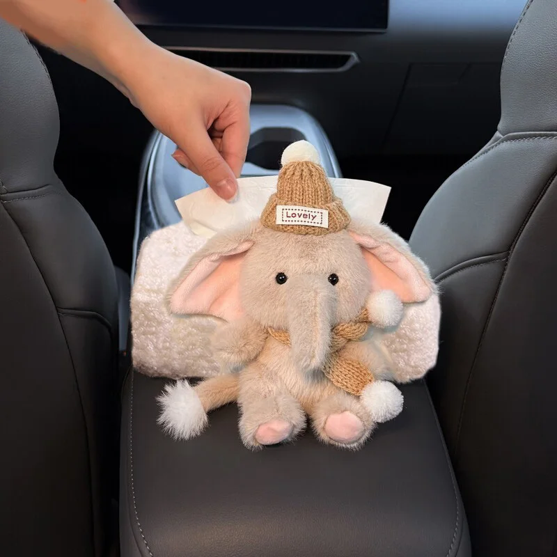 Neue Auto-Taschentuchbox, niedlicher Cartoon-Tier-Elefant, Auto-Armlehnen-Taschentuchhalter, universell, stilvoll und kreativ, Auto-Dekoration