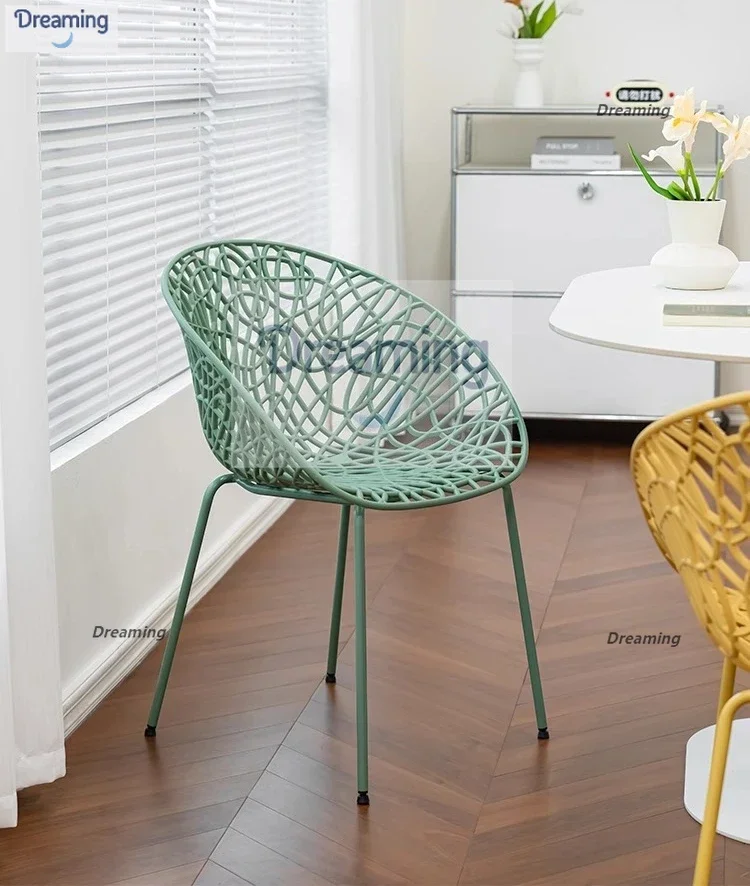 

Designer creative hollow back dining chair simple household bedroom dressing chair Internet celebrity bed and breakfast leisure