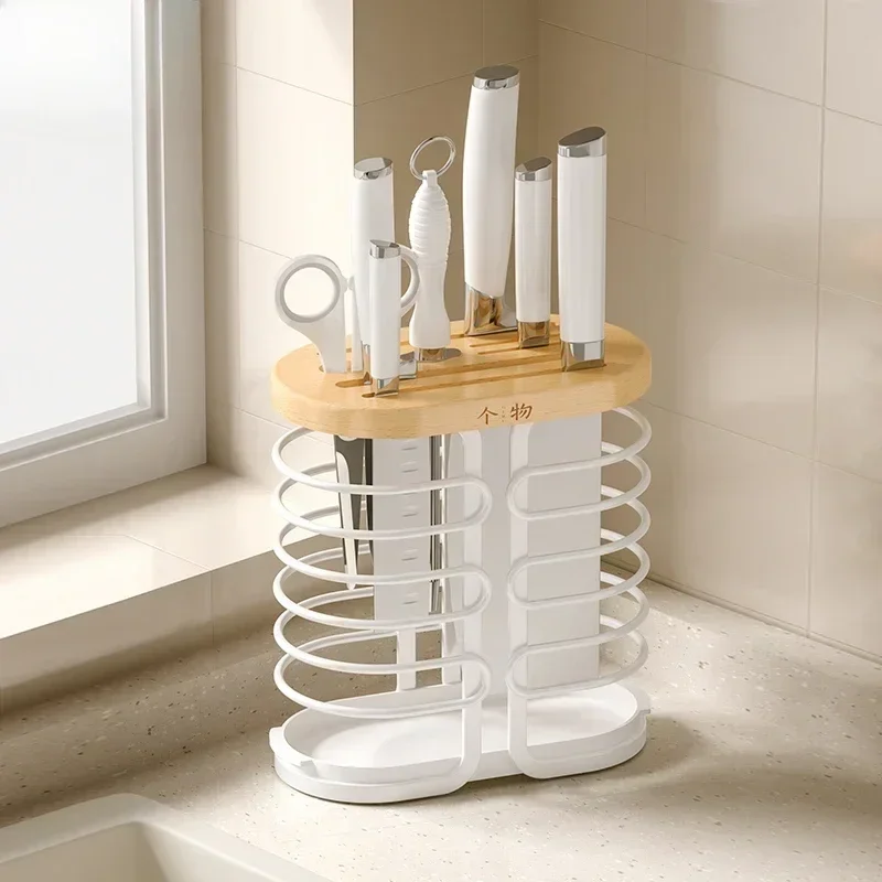 Corrosion-Proof Steel Knife Holder Thickened Durable Kitchen Storage Rack Space-Saving Tool Rest Versatile Counter Organizer