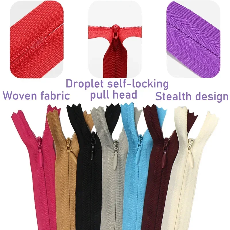 30Pcs 7Inch-24inch (18-60cm) Nylon Coil Zippers For Tailor Sewing Crafts Nylon invisible Zipper Clothes Conceal zipper 15 Colors