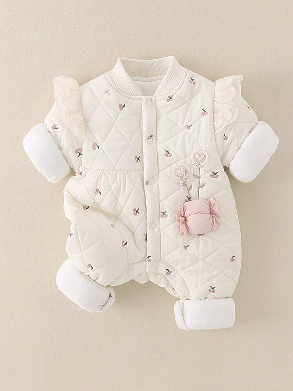 Princ Sle Completo invernale per neonata Tutina in cotone sottile Adorabile abbigliamento caldo da esterno Taglia 3 mesi