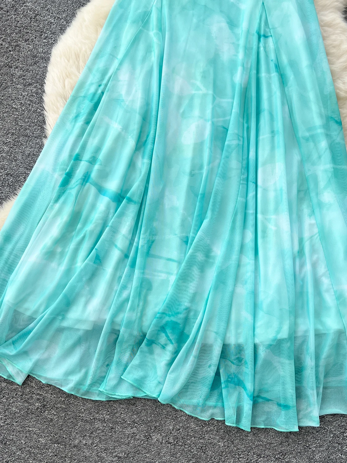 Zomer Vaion Vibes vrouwen Dr hol Taille Cinched Strap Geverfd Me Bal Lange Rok Hoge Taille A-lijn Koreaanse Sle