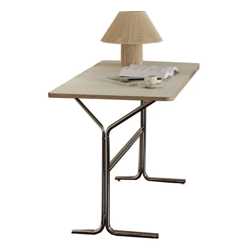 

Household desk, stainless steel computer desk, medieval solid wood white dining table